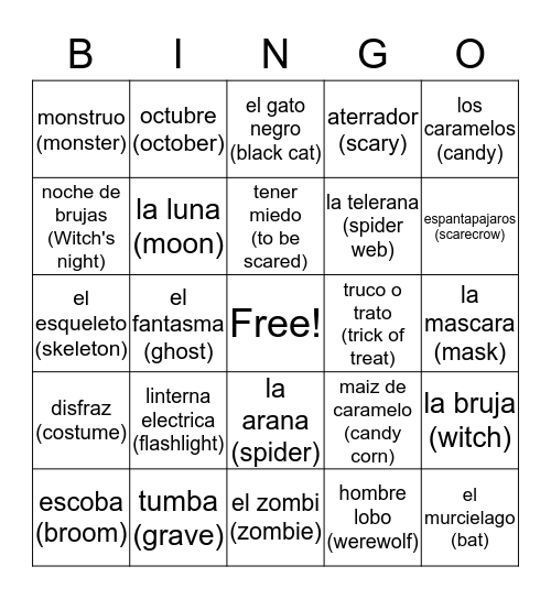 Halloween Bingo Card