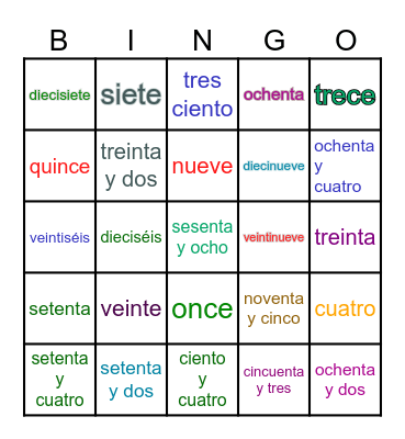 Los Números Escrito - 1,000 Bingo Card