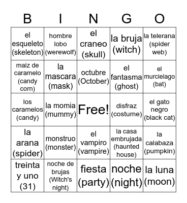 Halloween Bingo Card