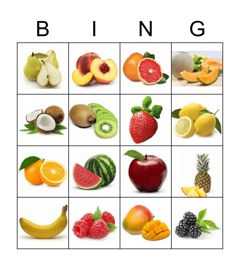 FRUIT Bingo Card