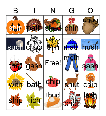 Fall vocab Bingo Card