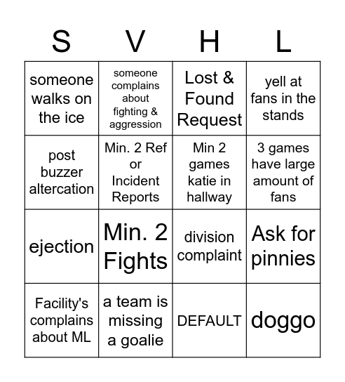SVHLSUNDAYDONATO92 Bingo Card