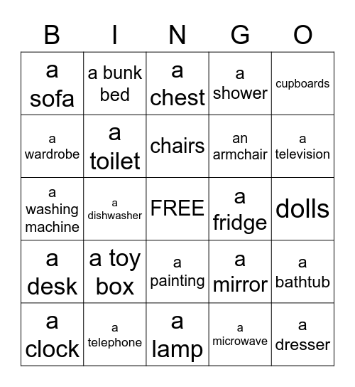 Furniture Bingo Card