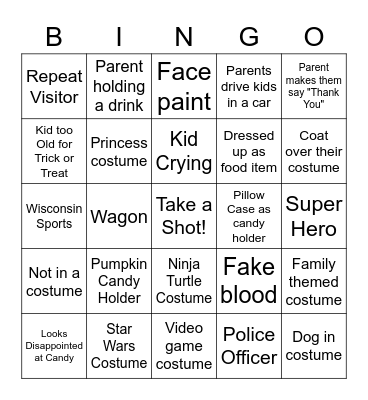 Schnier Shot Bingo Card