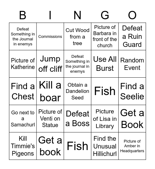 GENSHIN BINGO Card