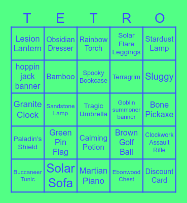 Spider amoung us Bingo Card