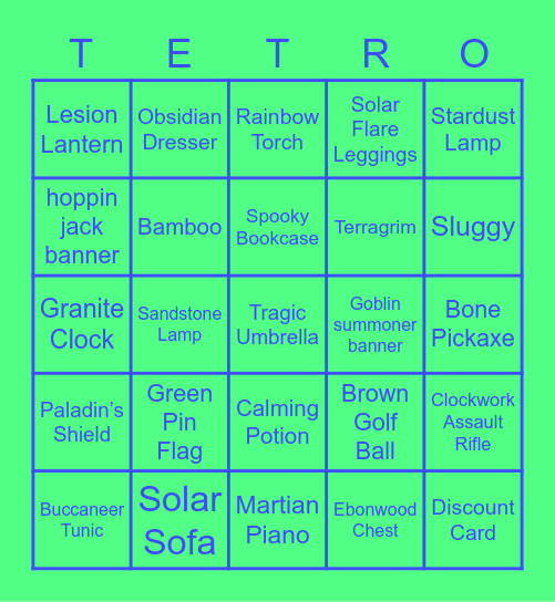 Spider amoung us Bingo Card