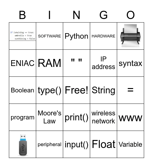 PRINCIPLES OF COMPUTER SCIENCE Bingo Card