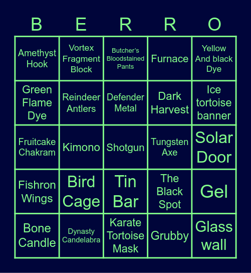 Spider LEgion Bingo Card