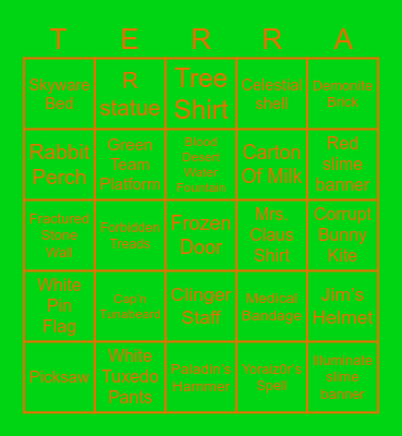 Ruined Life Bingo Card