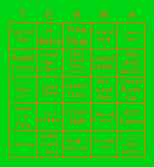 Ruined Life Bingo Card