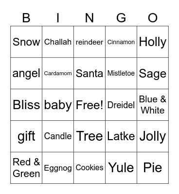 Holiday Bingo Card