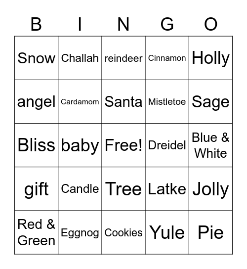 Holiday Bingo Card
