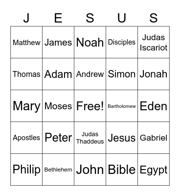 Young Apostle Bingo Card