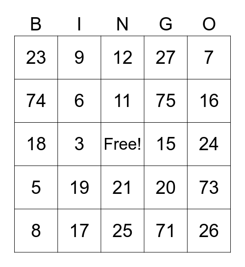 Noordhoek Manor BINGO Card
