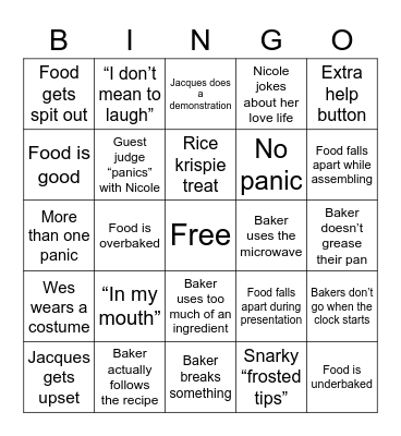 Nailed It! Bingo Card