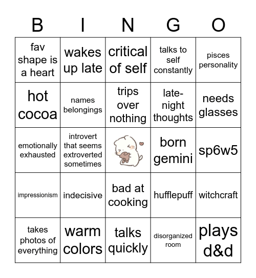 faerydust’s intro bingo! ♡ Bingo Card