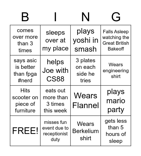 Matt Bingo Card