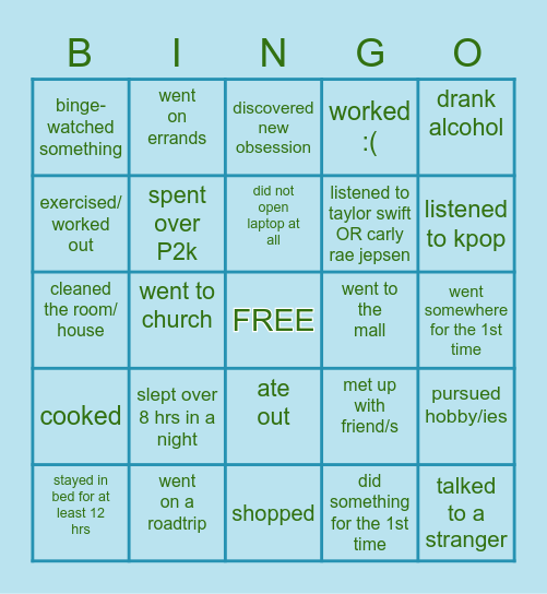 week3nd !!!!!! :> Bingo Card