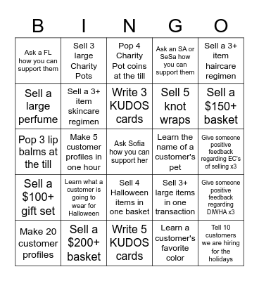 While Camille is Away Bingo Card