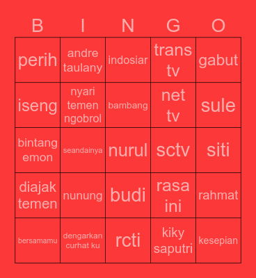 ongin Bingo Card