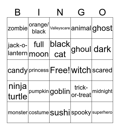 Halloween - Mrs. Williamson Bingo Card