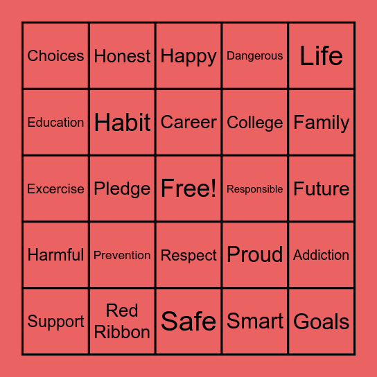 Red Ribbon Bingo Card