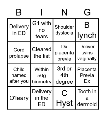 Family Bingo Card