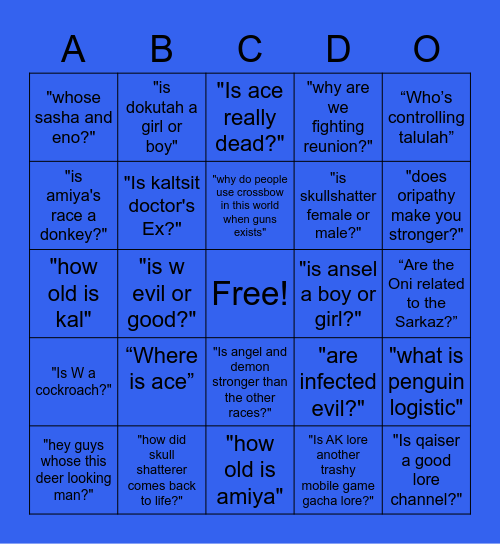 things newcomer will probably ask Bingo Card