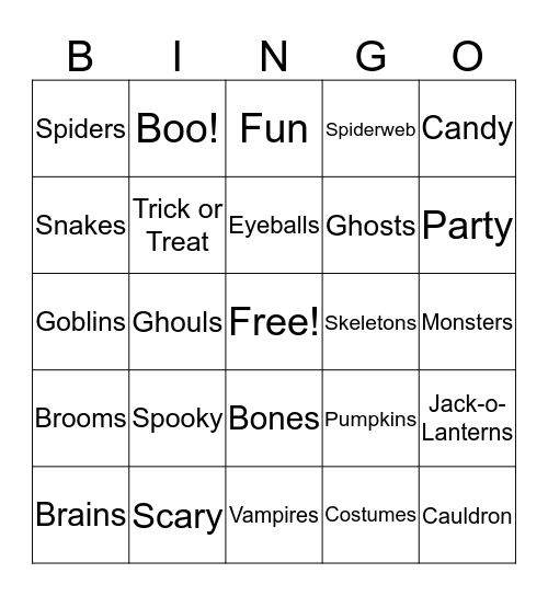 Cherokee Halloween Bingo Card