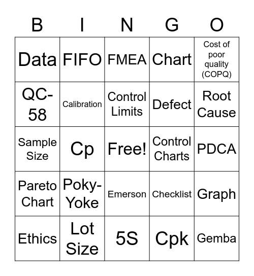 EMERSON QUALITY Bingo Card