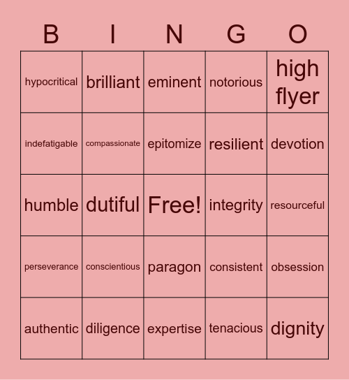 Inspiring People 1 Bingo Card