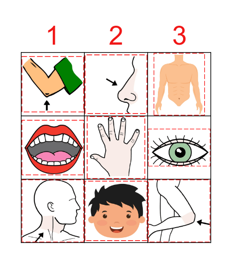 My Body Parts Bingo Card