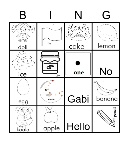 Aa to Pp Bingo Card