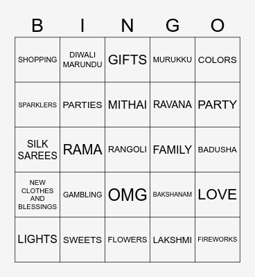 OMG bingo - Diwali 2022 Bingo Card