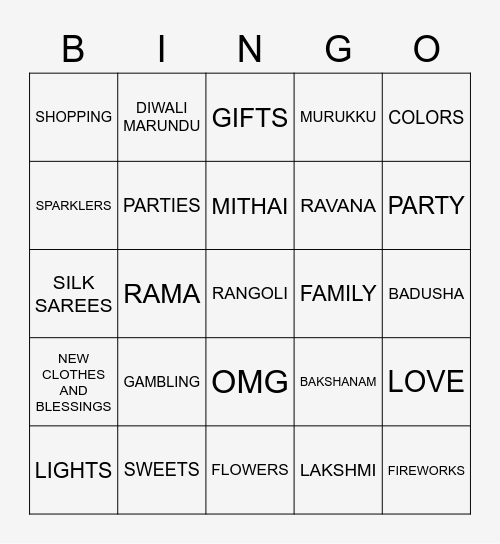 OMG bingo - Diwali 2022 Bingo Card