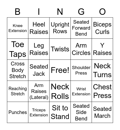 Bingocize Bingo Card