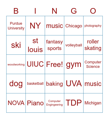 TC TDP Bingo Card