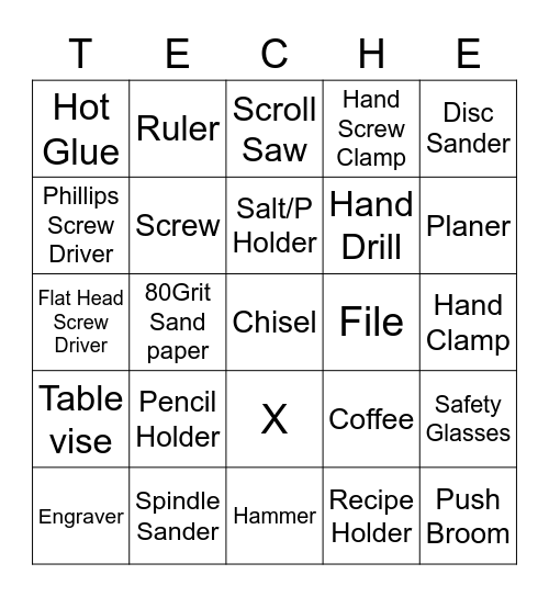 Woodshop Saylor Bingo Card