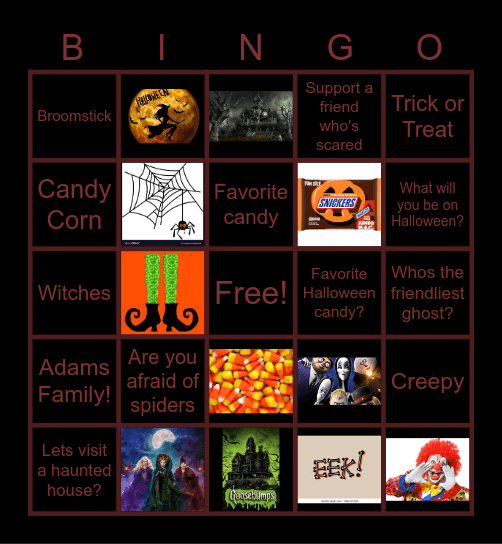 October Bingo Card