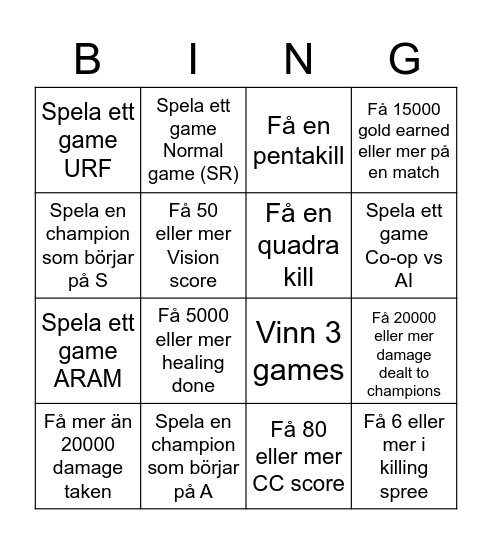 LoL Bingo! Bingo Card