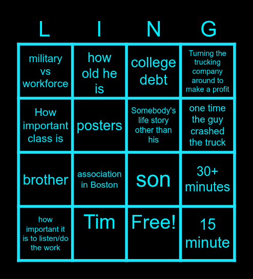 Career Class 😂 Bingo Card