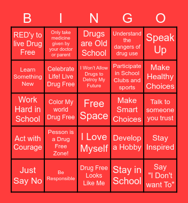 Pesson Drug Free Week! Bingo Card