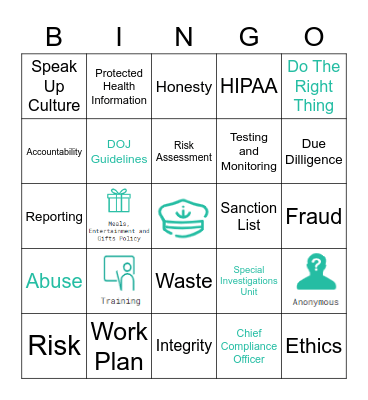 Compliance & Ethics Bingo Card