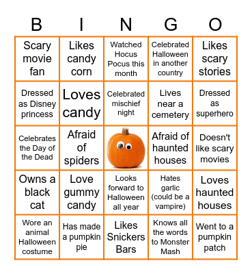 Halloween Team Building Bingo Card