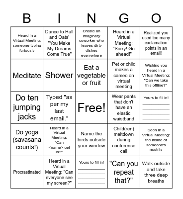 Telework BINGO! Bingo Card