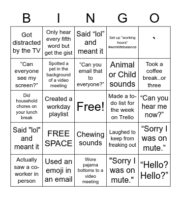 Workplace Bingo Card
