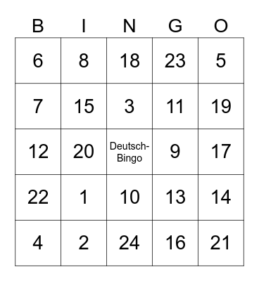 DEUTSCH Bingo Card