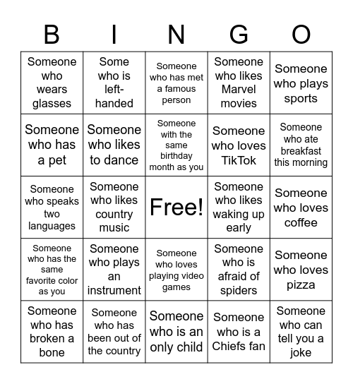 Human Bingo Card