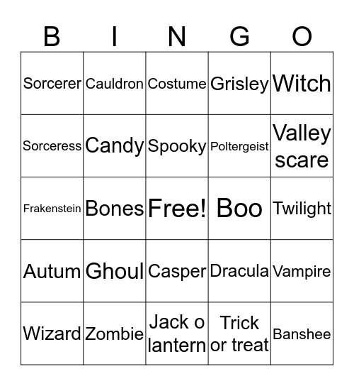 Halloween Kylie  Bingo Card